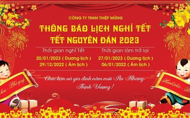 Thông báo lịch nghỉ tết Nguyên Đán 2023