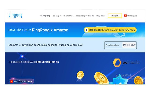 Đăng ký tài khoản PingPong nhận doanh thu quốc tế