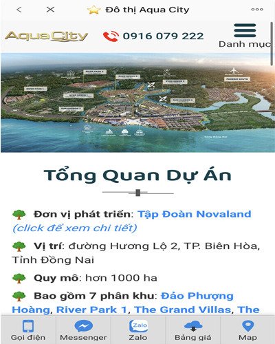 Mẫu web bất động sản đô thị aquacity