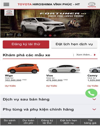 Mẫu web ô tô 2 toyota vĩnh phúc